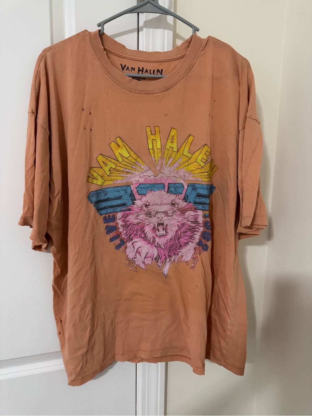 Van Halen Graphic Band Tee - Rusty Peach with Pink/Yellow Print